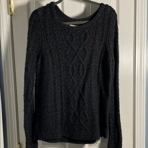 LOFT Charcoal Cable Knit Sweater